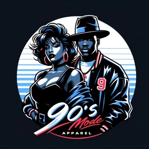 Black Culture Style 90's Era Female & Male animated Logo Black &...