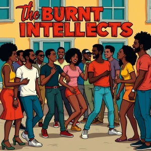 Generate an image of a 12” vinyl album  cover featuring an carto...