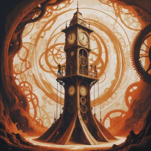 In a mesmerizingly surreal vintage-chic quantum realm, delicate...