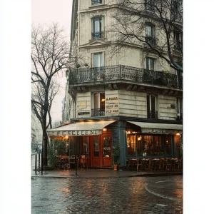 Vintage cafe in Paris, 35mm film look