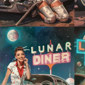 1950s retro pin-up poster, ultra-detailed hand-painted style. A...