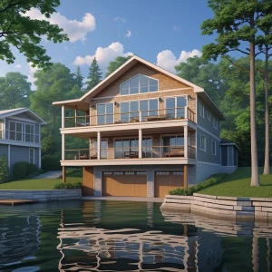a lakefront house with a walkout bottom floor; othersie know as...