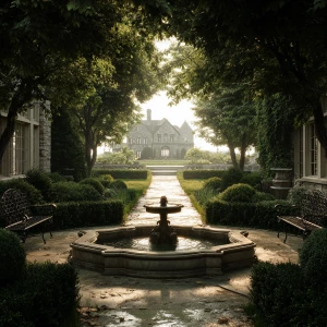 Create a breathtaking scene of a grand estate-style lawn featuri...