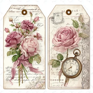 Victorian Mauve Rose Ephemera – 2 Large Tags (Antique Roses)
Pr...