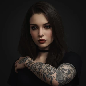 **Hyper-Realistic AI Prompt:**

A stunning brunette alt-emo gi...