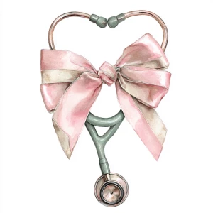 watercolor clipart of a medical stethoscope formed into a heart...