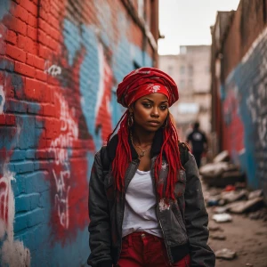 Generate an image showing a young African girl in an urban envir...