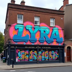 Generate an image of colorful and vibrant graffiti artwork on th...