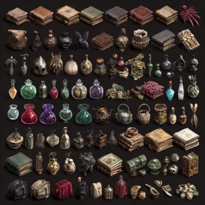 multiple item spritesheet, ebook