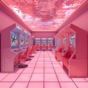 Step into the futuristic oasis of Lake Prism Arcade. The floor g...