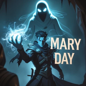 Design a chilling YouTube banner depicting Invoker from Dota 2 i...