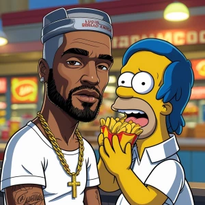 50 cent and jesus eating bigmac (simpsons style)