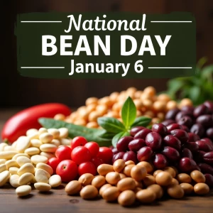 Banner states, 
“National Bean Day
January 6”
(realistic, variet...