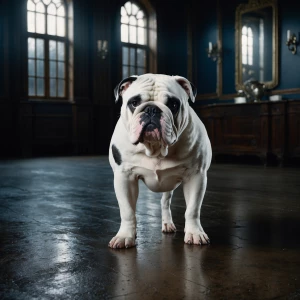 Generate an image of an Alapaha Blueblood bulldog, a rare dog br...