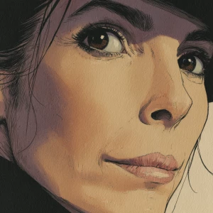 Close up of Sandra Bullock, by moebius