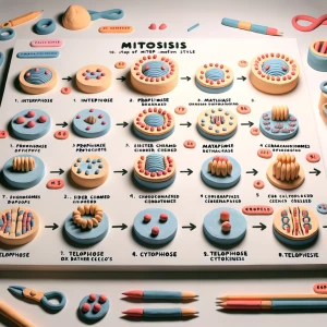 Create a stop motion style animation showing mitosis and DNA rep...
