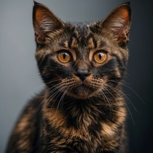 Black and brown brindled tortoiseshell kitten