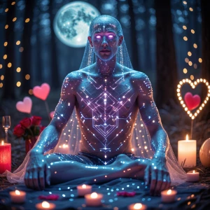 In the ethereal glow of a moonlit forest, a spectral digital phi...