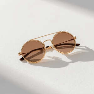 Create sunglasses oval stylish elegantly displayed on a pristine...