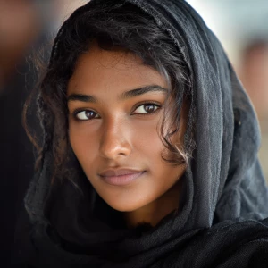 Beautiful young Muslim woman with a serene expression