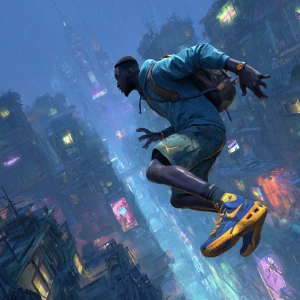 A highly agile and fit Nigerian male character in his late 20s t...